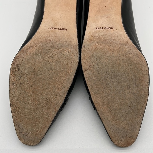 Vintage Bally Lucille Black Leather Braid Toe Heels Size 8 N WEAR - Picture 7 of 8